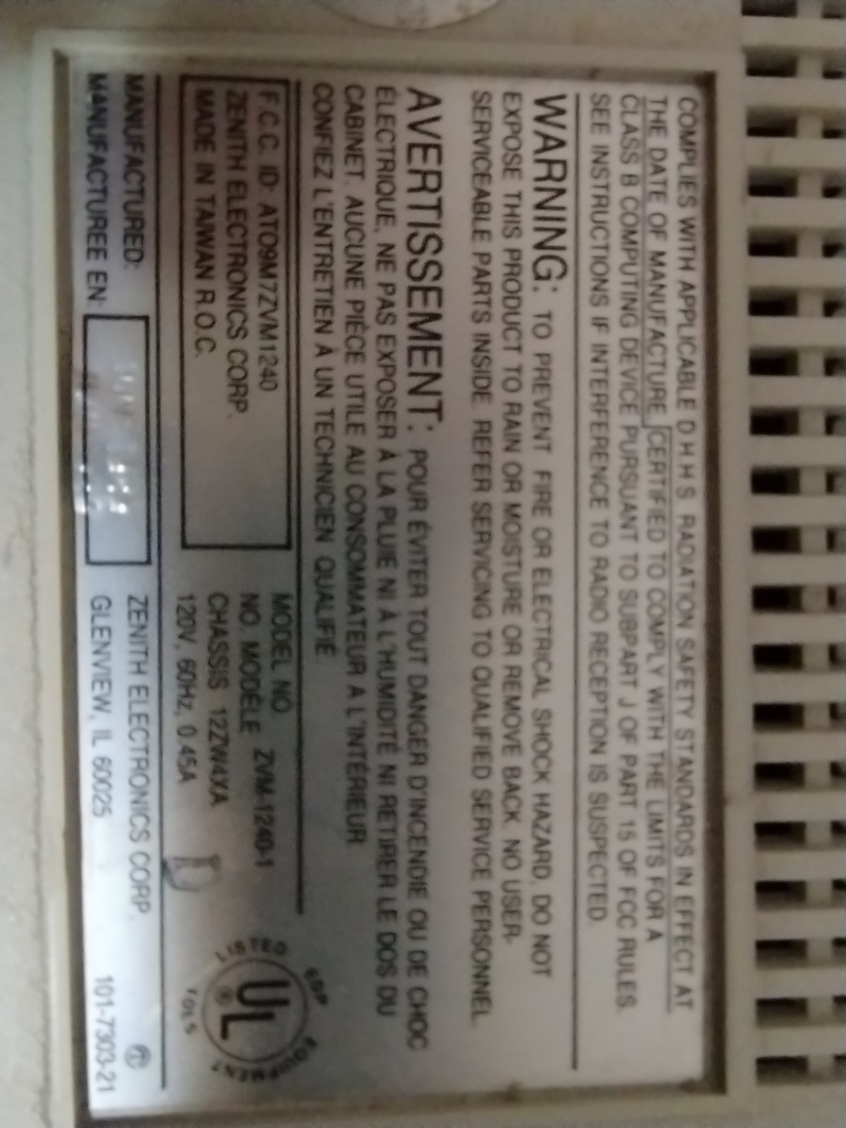 Zenith Monochrome Monitor VINTAGE WORKS! Bright! READ!