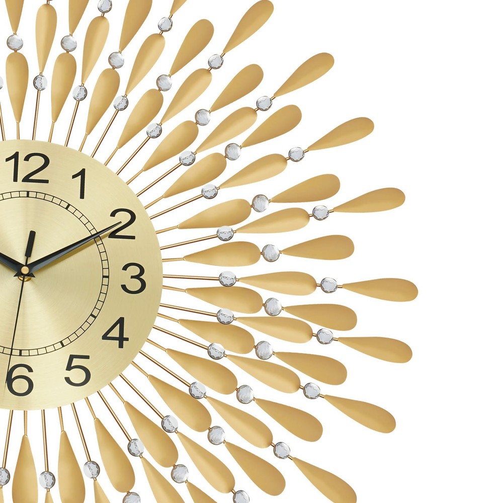 Large Wall Clock Gold Silent Wall Clock Retro Crystal Clock Wall-Mounted Decor