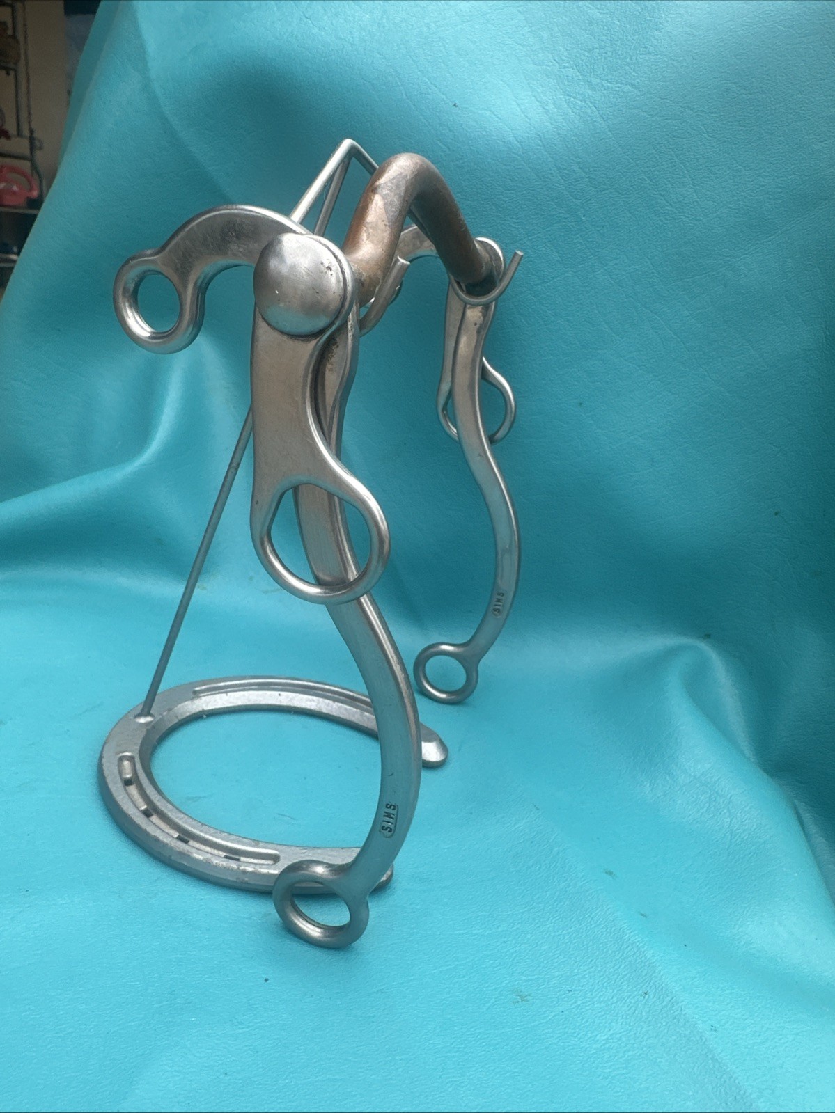 ED SIMS Maker Mark 5” Copper Mouth- Swinging Curb Bit SS Shanks Rare!