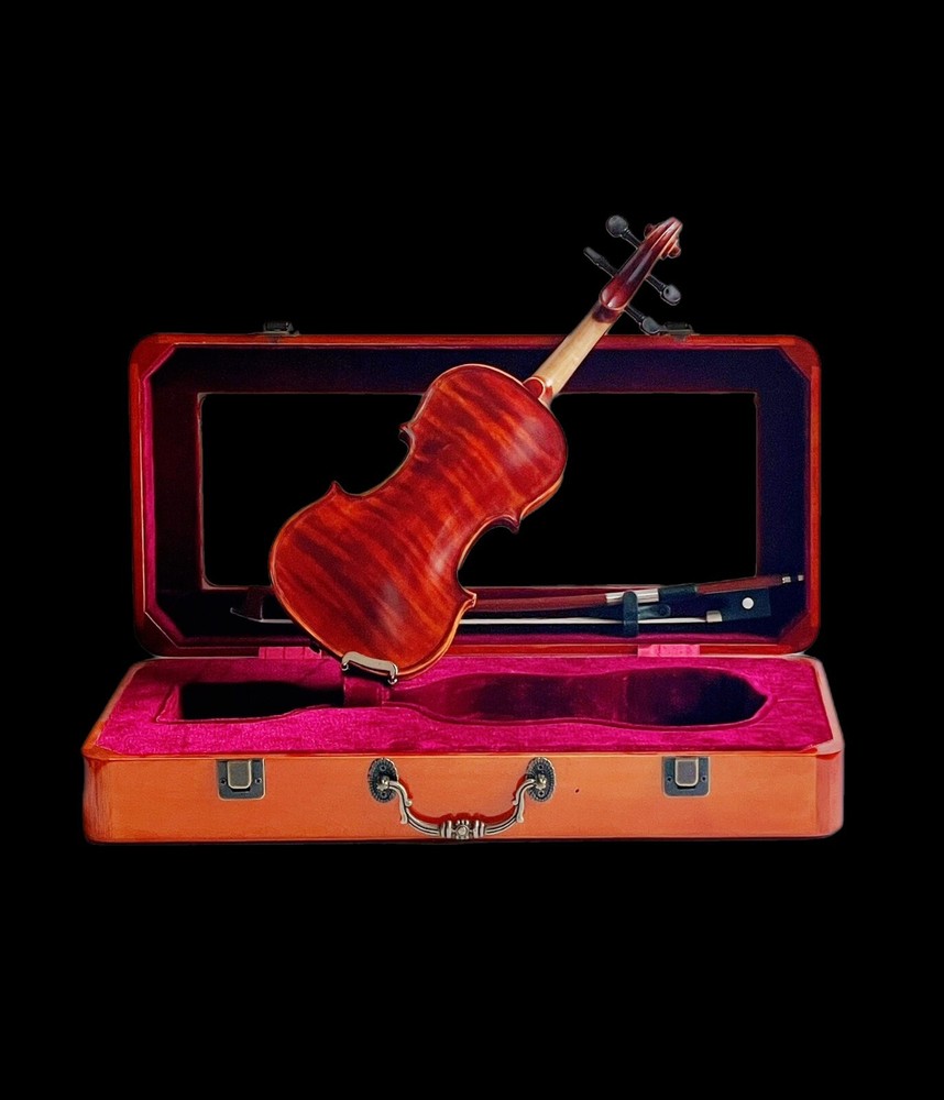 Handmade Solid Wood 1/32 (200mm) Violin with Display Case – Fully Playable