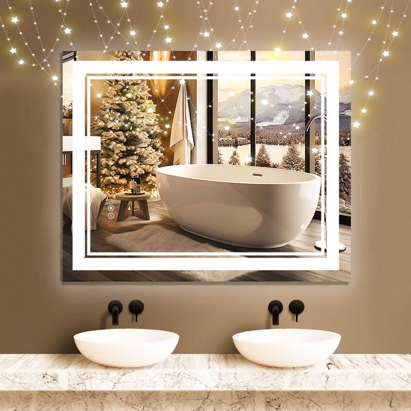 40*32 LED Bathroom Mirror, Lighted Vanity Mirror, Bluetooth Mirror With Light