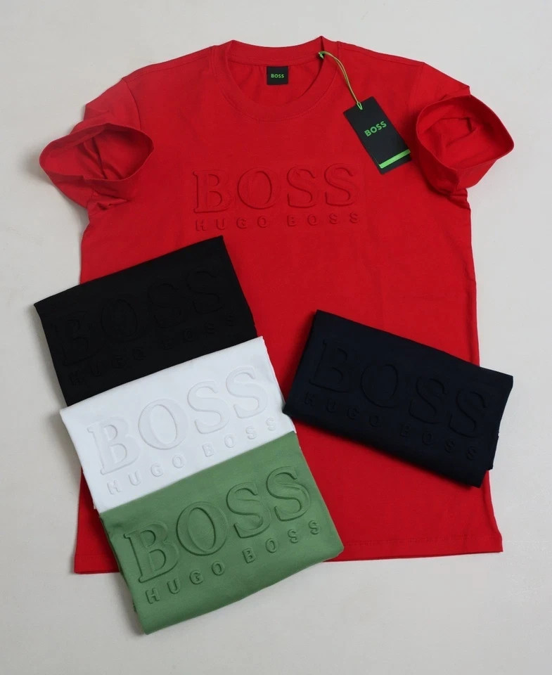 Hugo Boss Men's Short Sleeve BOSS Tiburt Solid Cotton Crew New Arrivals