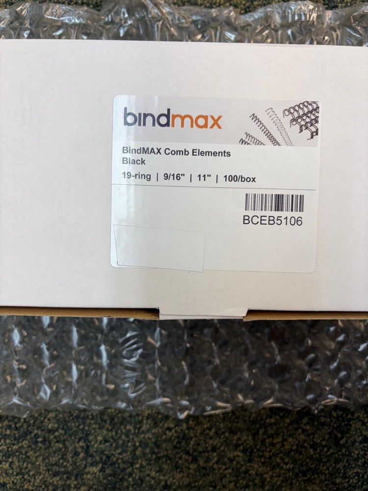 100 Pack 9/16" Plastic Binding Comb 19 Ring EP916BK BCEB5106 BindMax (10 avail)