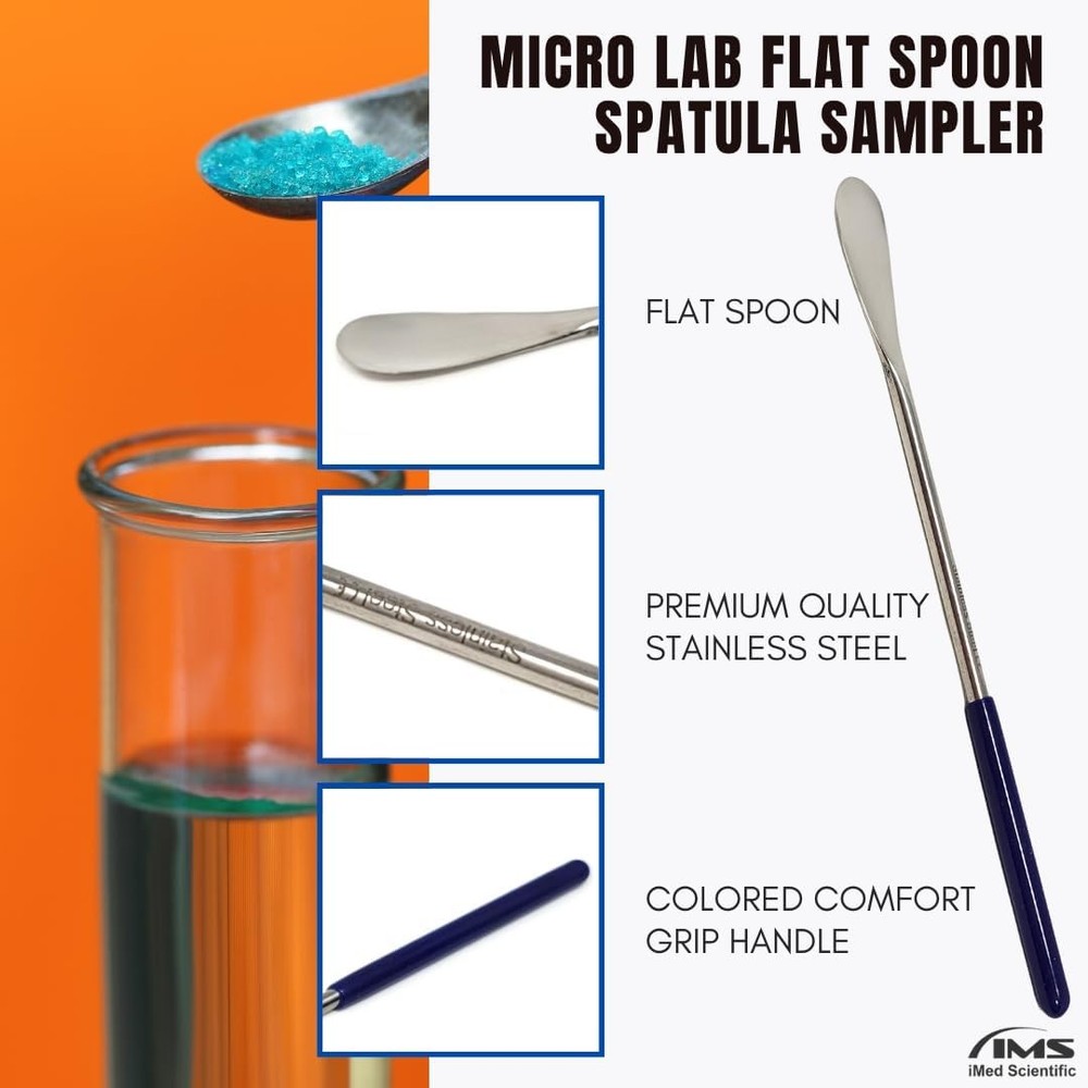 Multipurpose Micro Lab Flat Spoon 9 inches Stainless Steel Spatula Sampler
