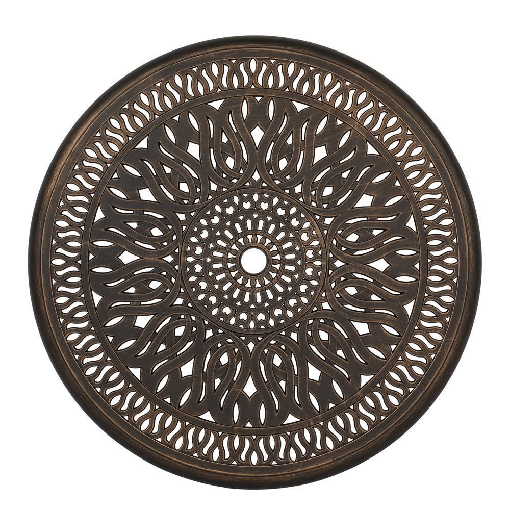 Patio Bistro Coffee Table with Umbrella Hole, Outdoor Aluminium Desk Furniture