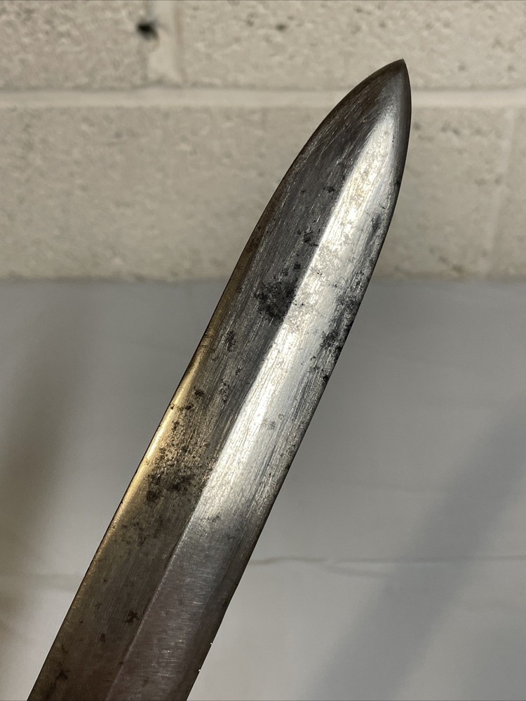 Vtg Dagger Fixed Blade Knife Leather Handle Brass Guards Sweden