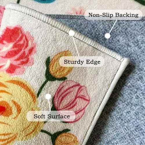 Rugs for Living Room Area Rug 6x9, Large Carpet Non Slip Floral Low Pile Soft