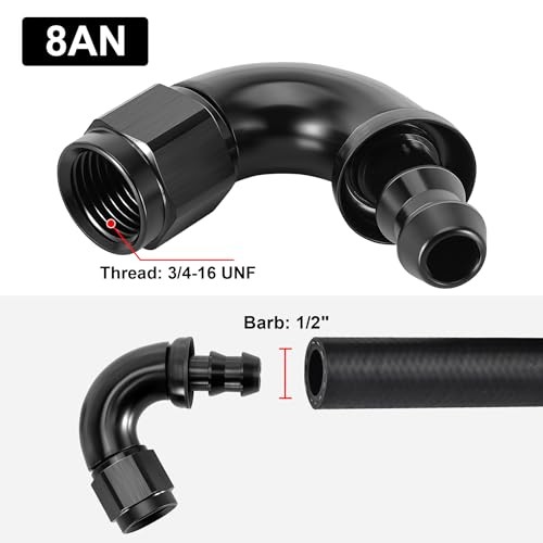 Push Lock Fitting One Piece Full Flow Hose End 8AN 120 Degree