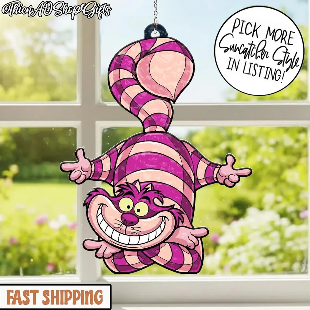 Personalized Cheshire Cat Window Acrylic Suncatcher, Gift for Decor Window