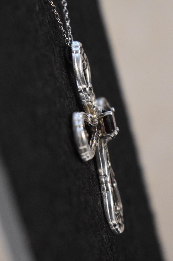 Vintage Gorham Sterling Silver Cross with Garnet