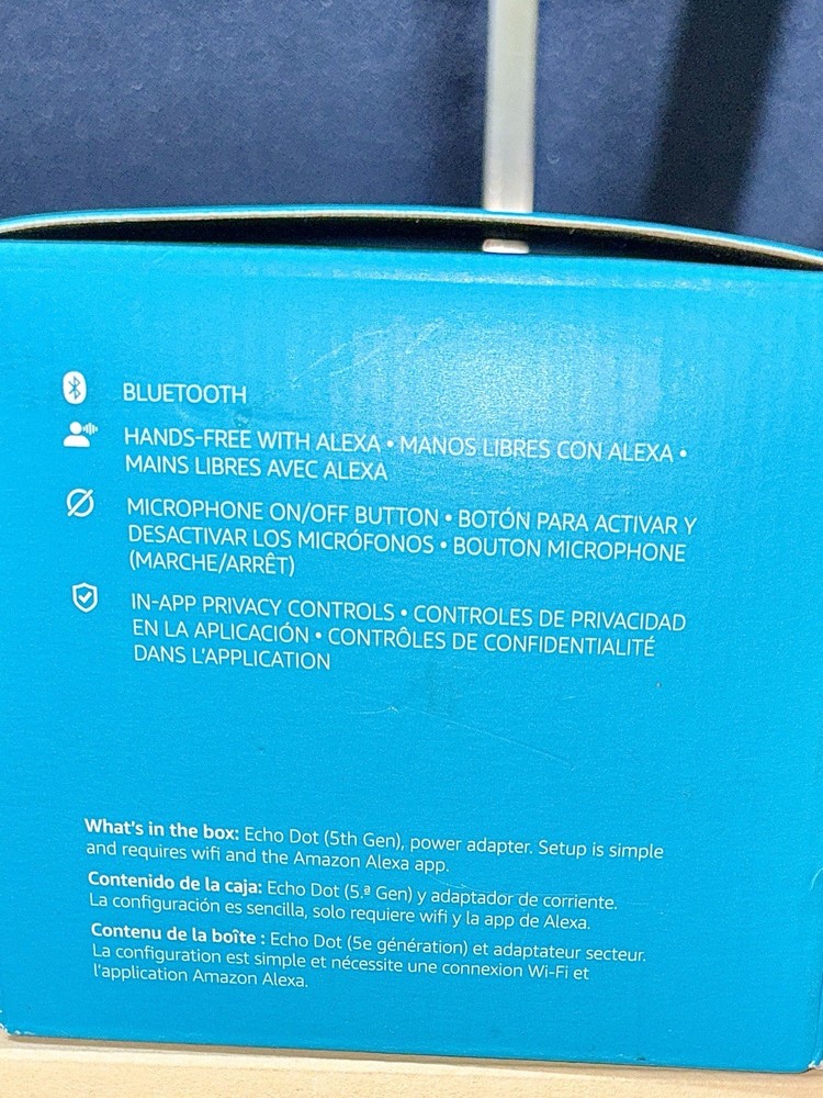 Amazon Echo Dot 5th Generation Smart Speaker with Power Adapter and Wall Mount