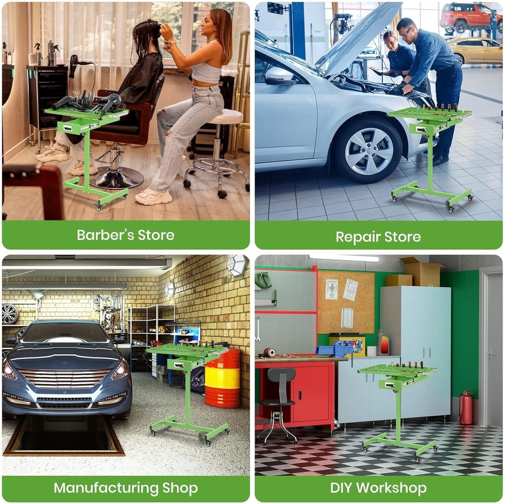 Height Adjustable (35" to 44.8") & Lockable Wheels, 300LBS Workbench Mobile