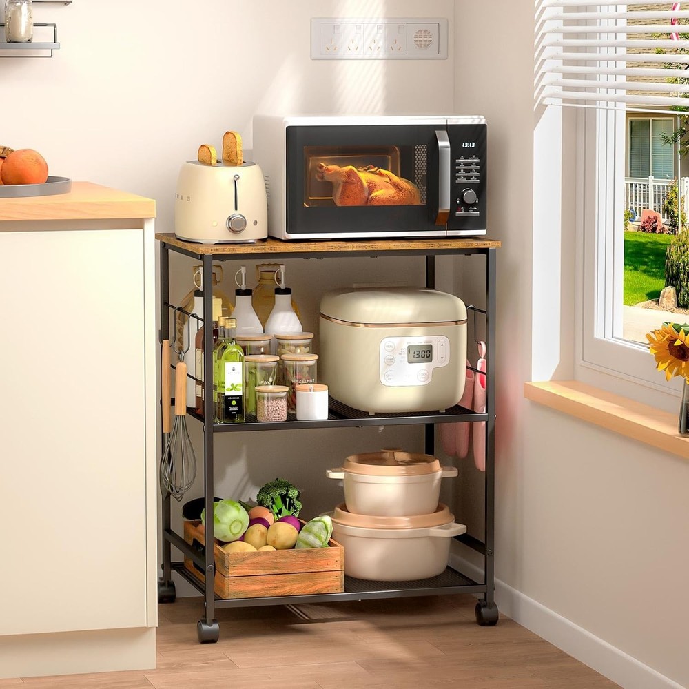 Rolling Utility Cart 3 Shelf Microwave Stand
