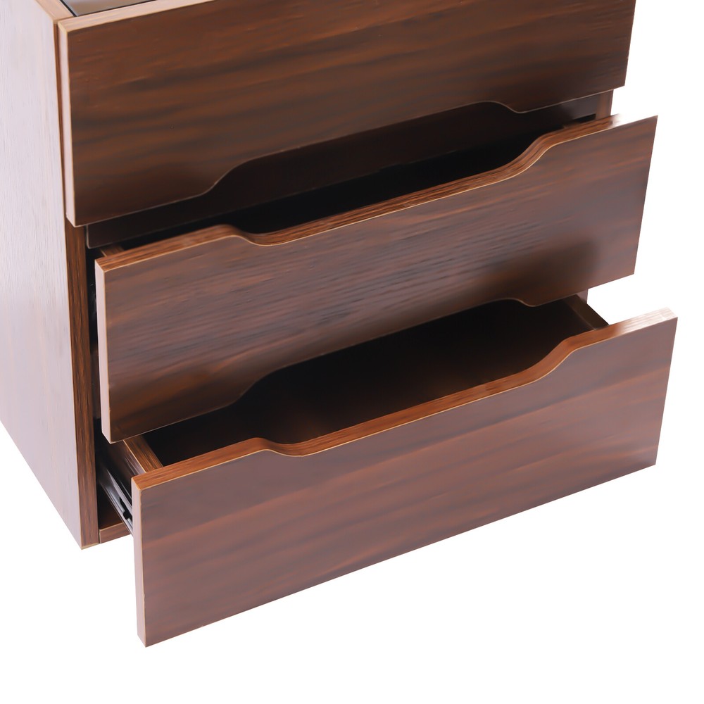 Modern Brown Wood Smart Led Light Nightstand Table Night Stand Bedside Table