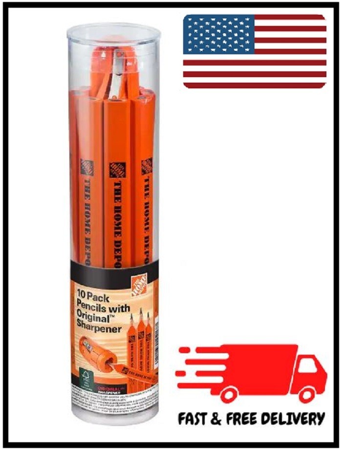 Carpenter Pencils with Original Sharpener (10-Pack)