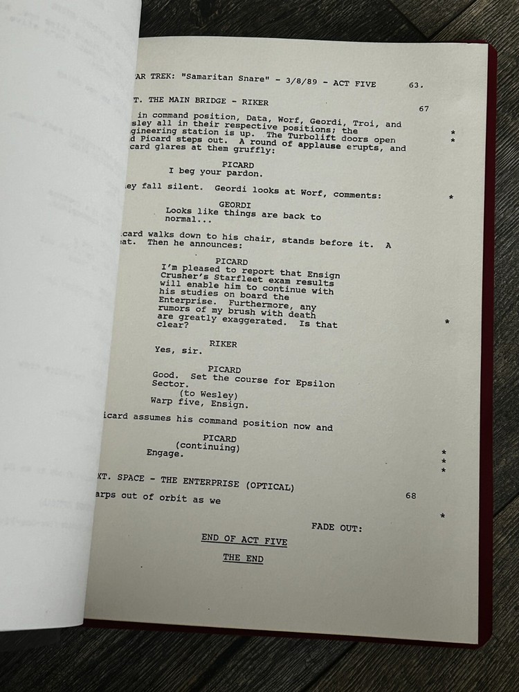STAR TREK Script The Next Generation Samaritan Snare 3rd Revised Final Draft