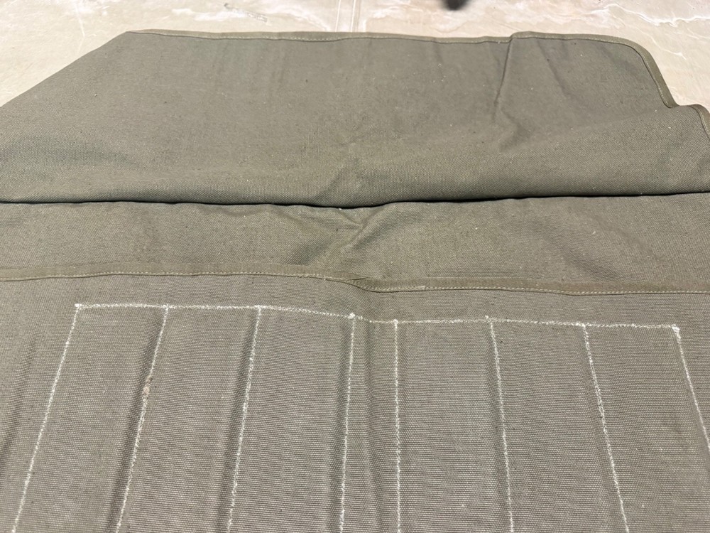 ORIGINAL WWII US ARMY BUTCHERS OUTFIT TOOL STEAK KNIFE UTENSILS ROLL & INSERTS