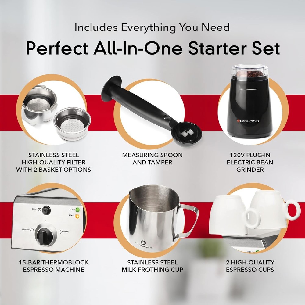 Espresso Machine Kit Grinder Frother Complete Set