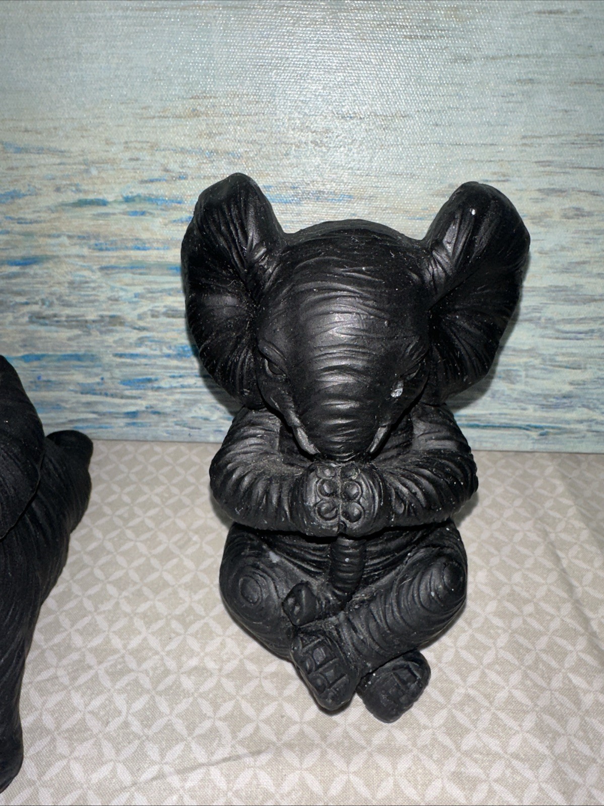 3 Resin Elephant Sculptures 6” Tall Home/Office Decor