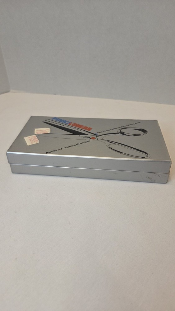 RARE VTG Rex Cutlery ITALY Push Button Pinking / Regular Pink & Shears Scissors