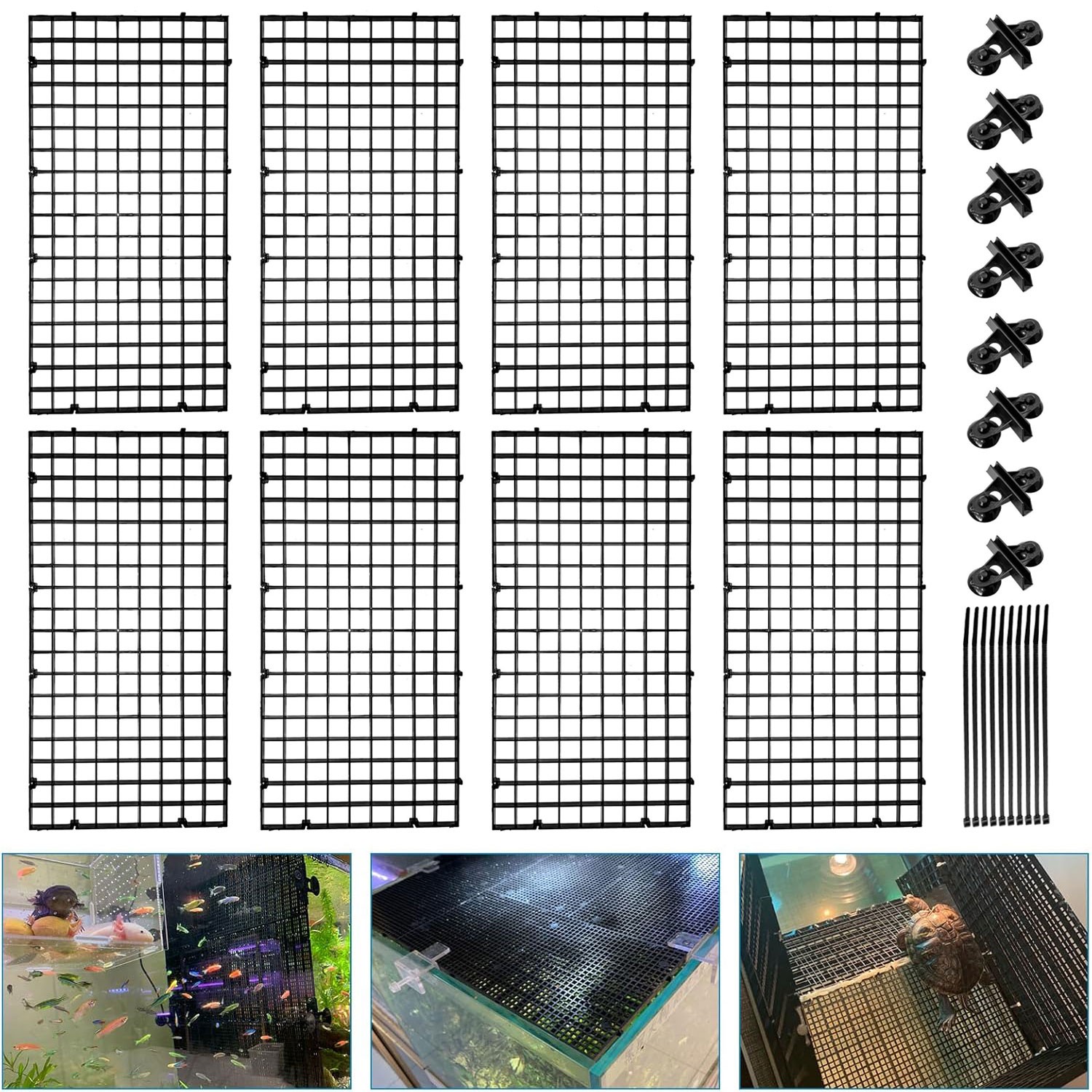 8PCS Fish Tank Divider Kit for Aquarium Bottom, Fish Separation & DIY Filtration