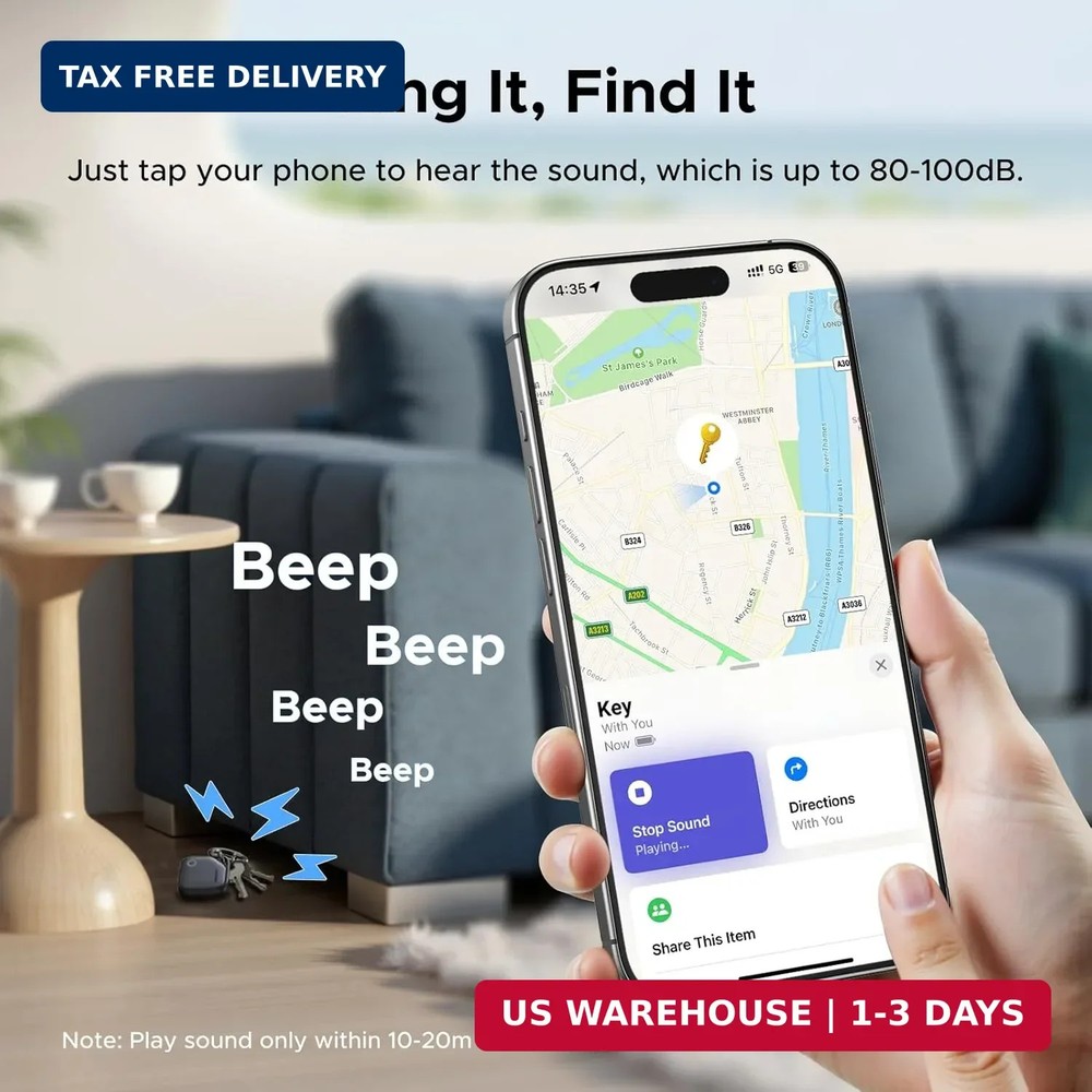 UGREEN FineTrack Air Tracker Tags (iOS Only) 4 Pack, 2-Year Replaceable Battery