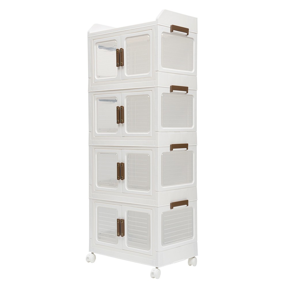 Plastic Collapsible Storage Bins with Lids & Wheels Stackable Closet Organizers