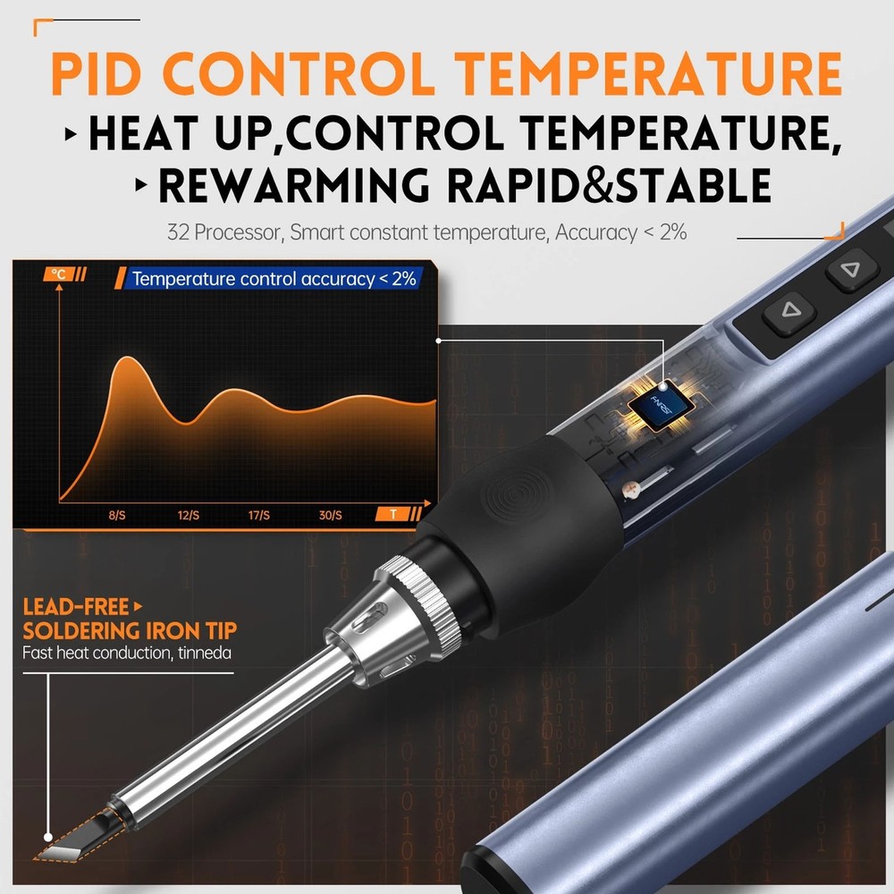 (Black)Electric Soldering Iron Digital Temperature Adjustable Fast Heating New