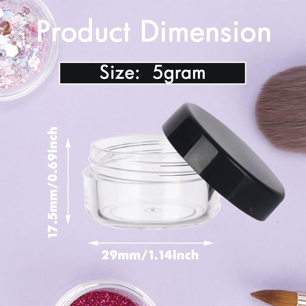 5 Gram Sample Containers with Lids, 50 Count 5ML Sample Jars, Empty Cosmetic