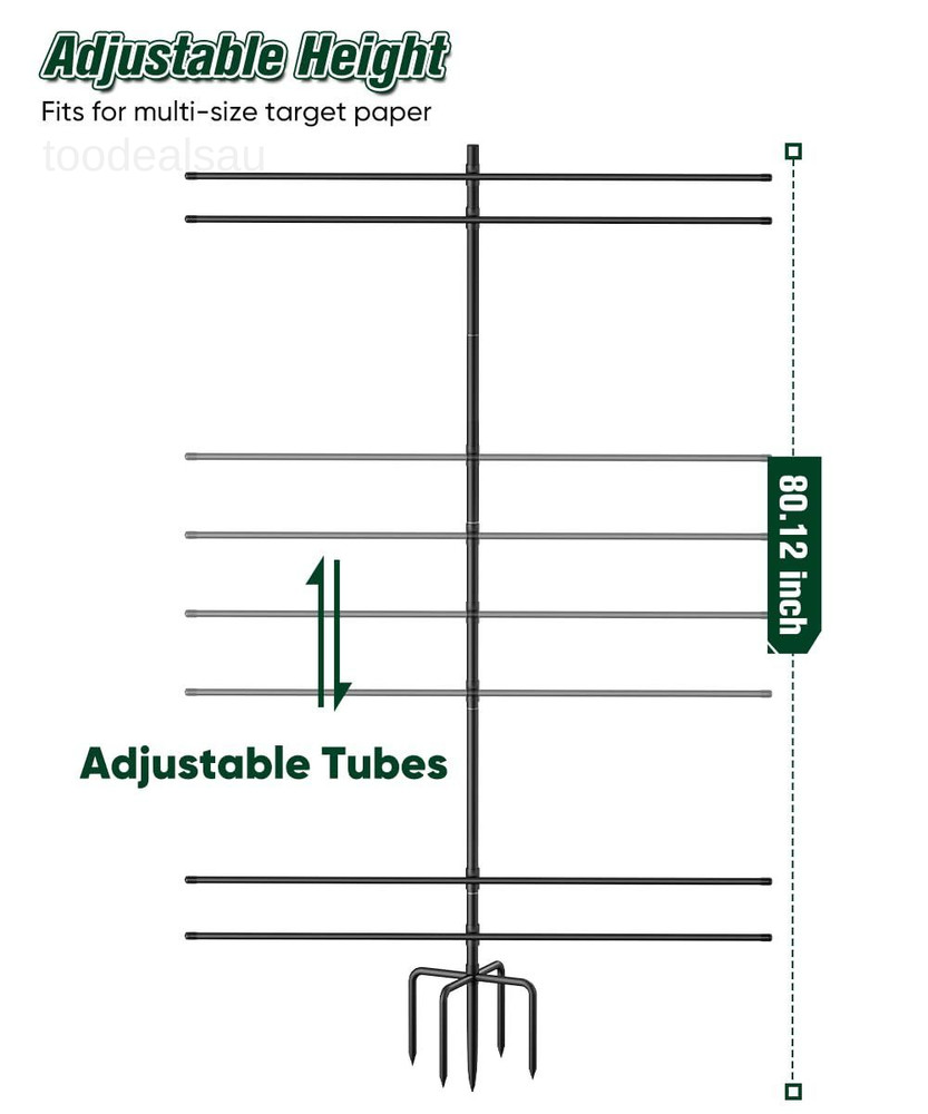 Adjustable 5-Prong Base Shooting Target Stand, Portable Medium, Black