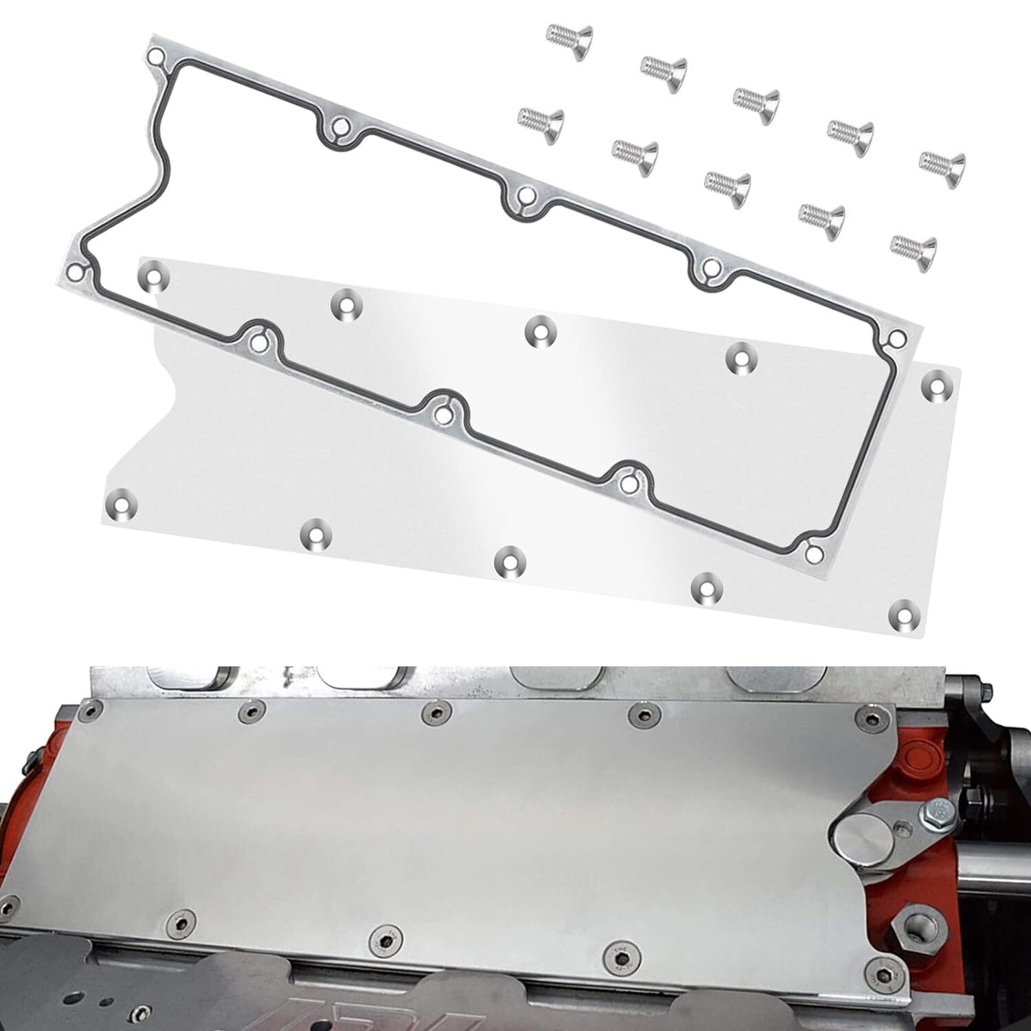 Billet Knock Sensor Delete LSX LS1 For LS Gen 3 VALLEY PAN Cover + GASKET Plate