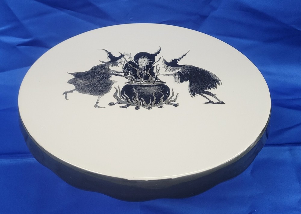 Potter's Studio Witches Ceramic Footed Cake Stand Halloween Kitchen Decor