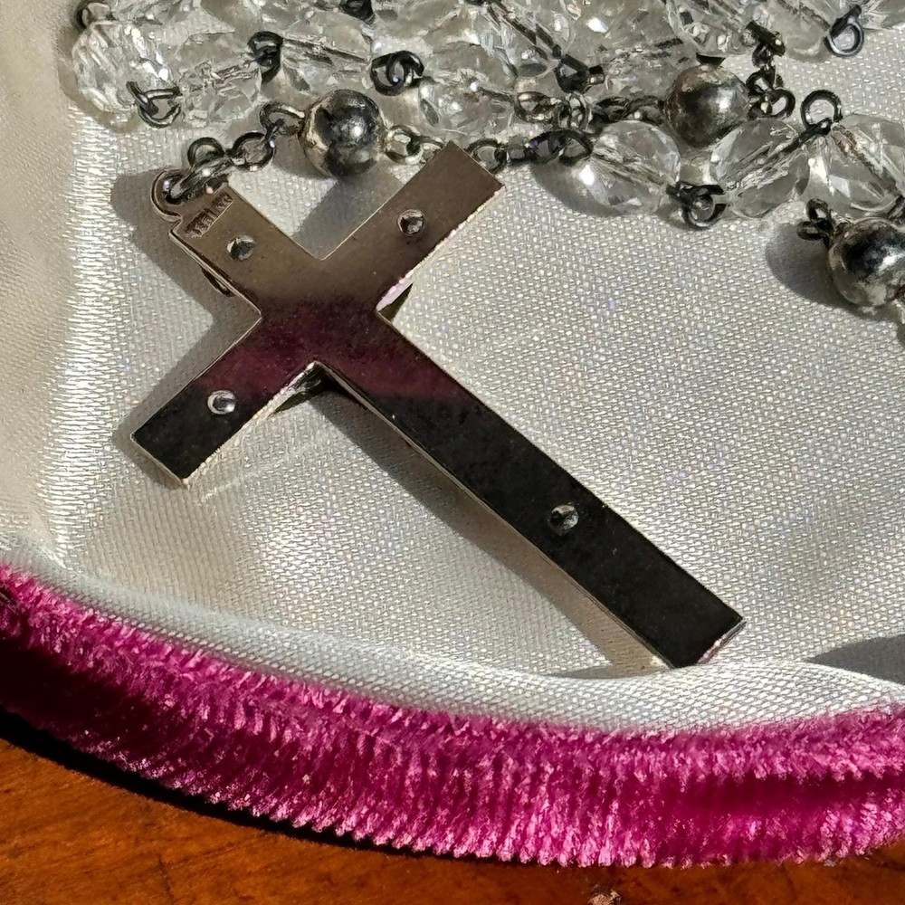 Vintage Sterling Silver & Glass Bead Rosary