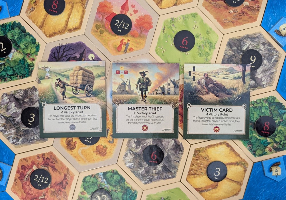 Victim Card, Longest Turn, Master Thief compatible with Catan 6th Edition