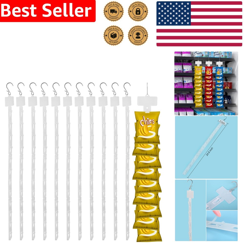 Durable Plastic Display Strips with Label Headers - 12 Stations for Retail Use