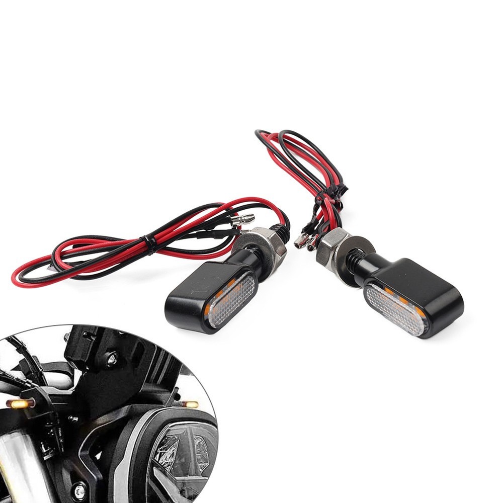 Motorcycle Turn Signal Mini Blinker Indicator Light Amber Black&Clear Universal