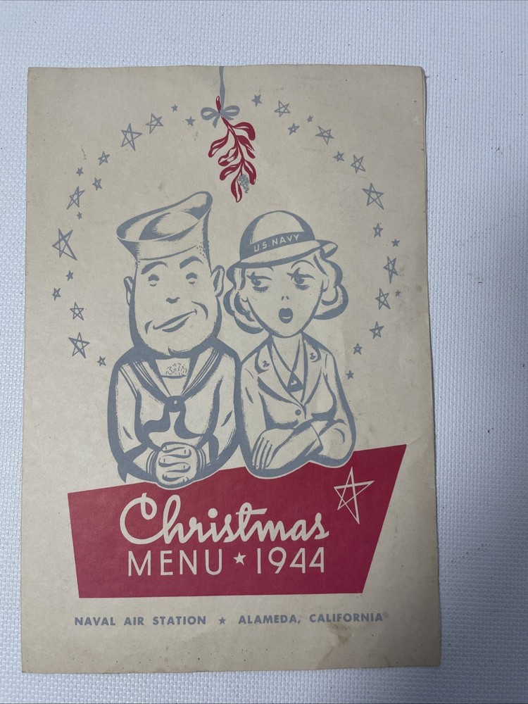 WWII 1944 US Naval Air Station Christmas menu Alameda California