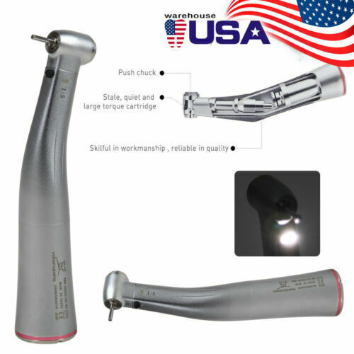 Dental 1:5 Increasing Contra Angle LED Optic Handpiece Fit NSK Electric Motor