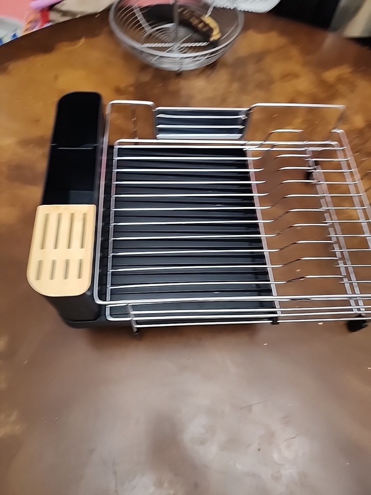 Aluminum Dish Drying Rack Black Silver Expandable