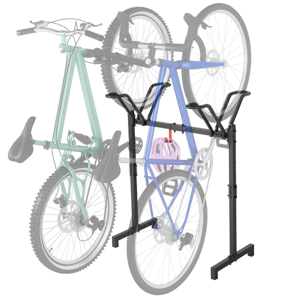 Sttoraboks 2 Bikes Floor Stand Adjustable Bicycle Parking Rack Hook Garage Indoo