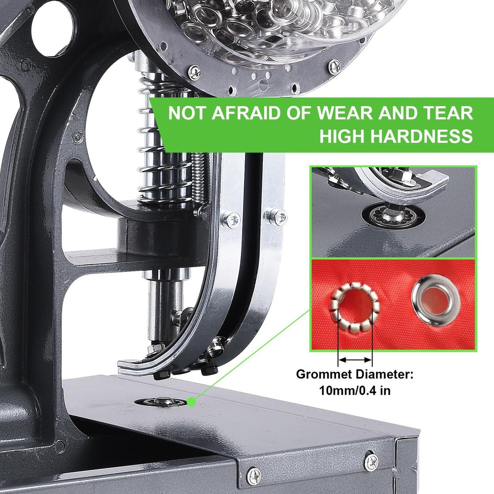 Automatic Hand Press Eyelet Grommet Machine Punch Tool Kit 3/8" 2000 Grommets