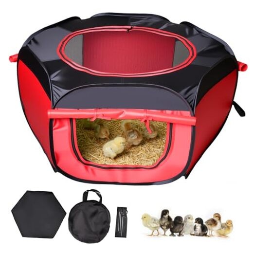 Chicken Brooder Box for Chick Starter Kit Chicken Brooder Tent,Red+Black