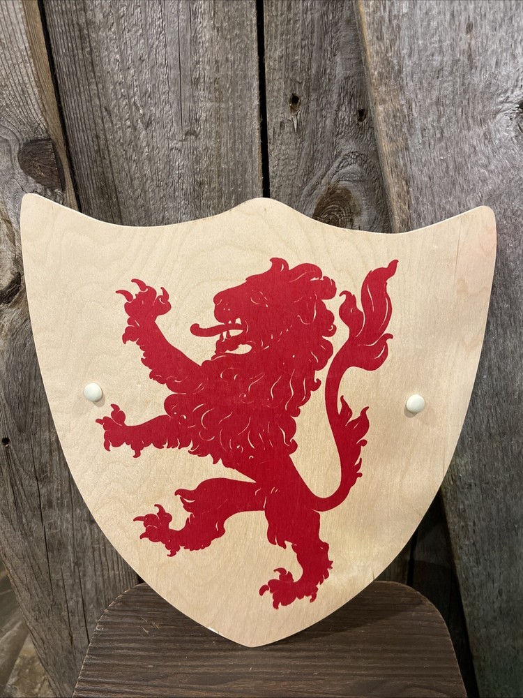 Wooden Lion Shield And Sword