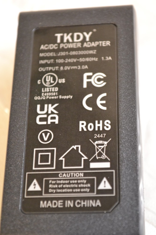TKDY J301-0803000WZ AC/DC Power Adapter
