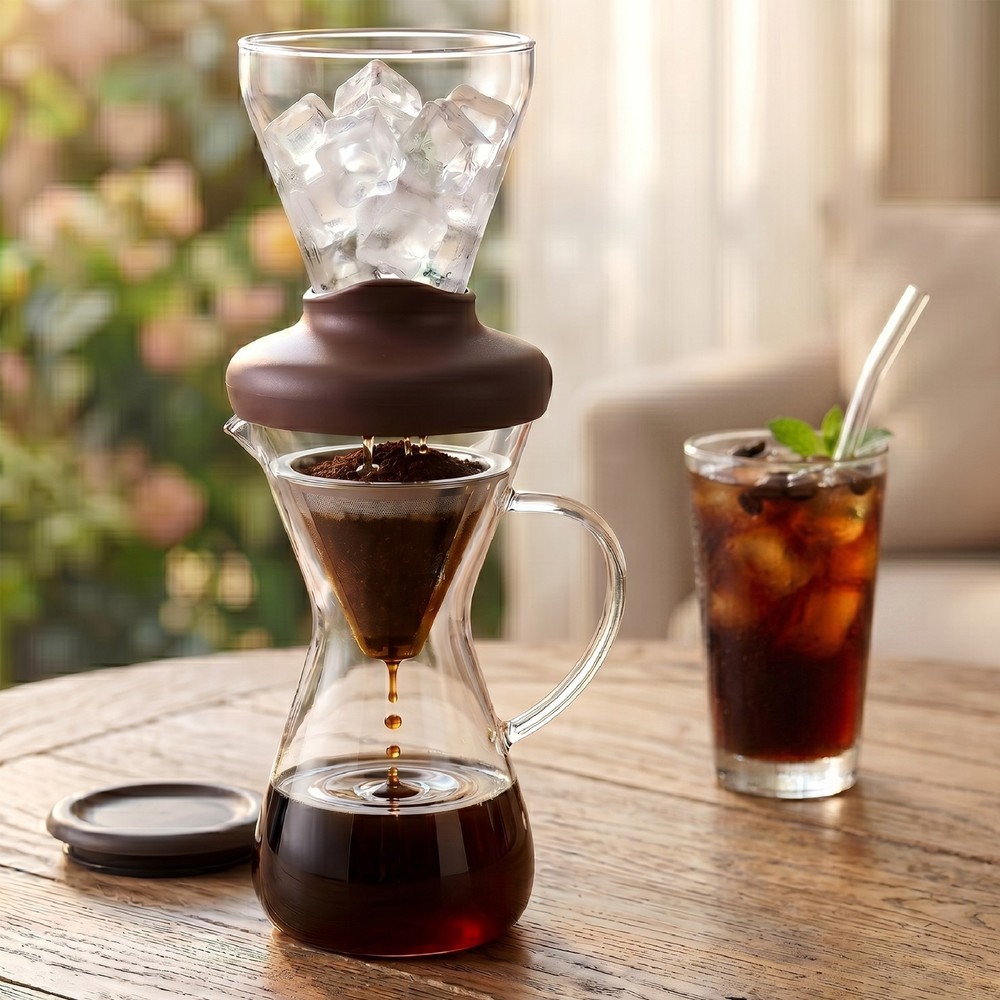 Cold brew hot coffee maker iced drip glass brewer infuser stainless filter large