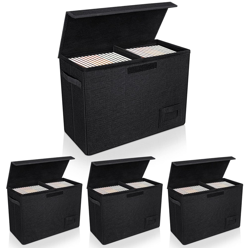 4-Pack Comic Book Storage, Collapsible Comic Book Case with Dividers and Carr...