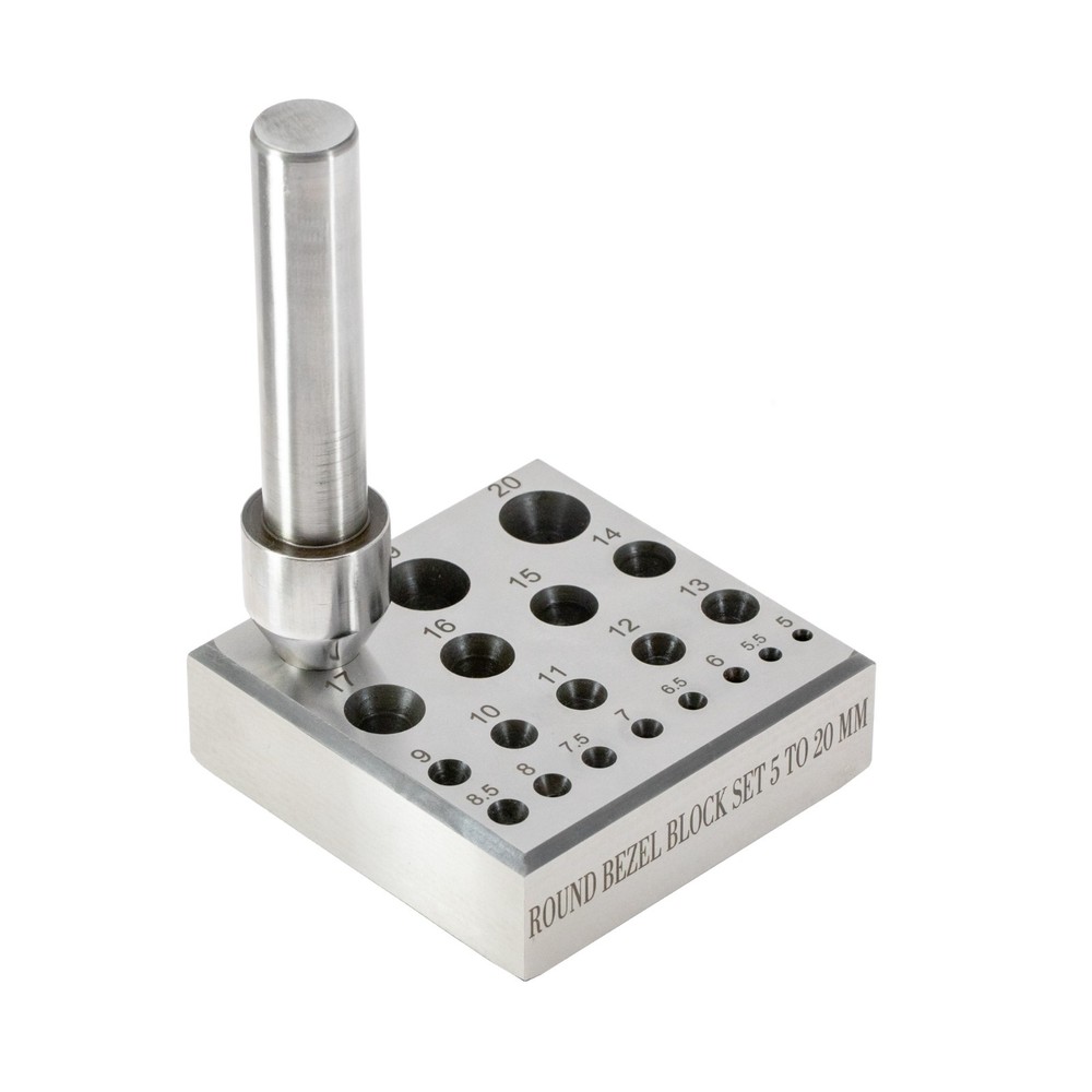 Round Bezel Forming Block with Punch – 28 Degrees - SFC Tools - 25-100
