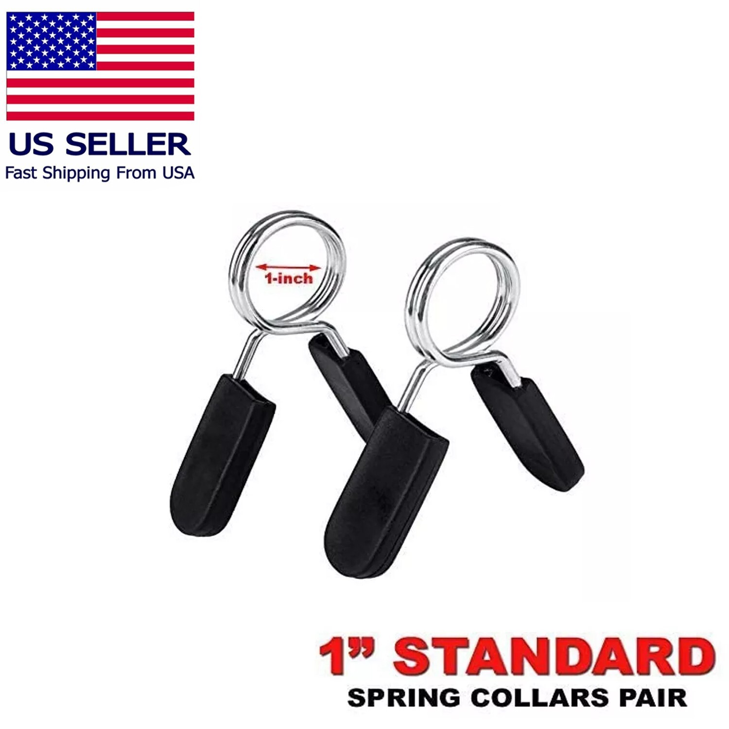 Spring Clip Collars Weight Dumbbell Handles for Standard 1-inch Bars Pair