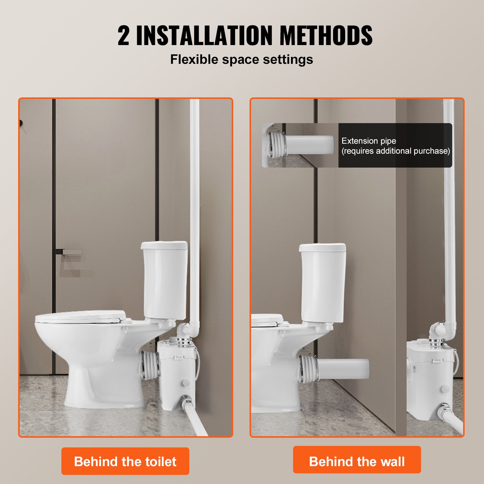 Uimoso Macerating Toilet System with 700W Pump Upflush Toilet For Basement