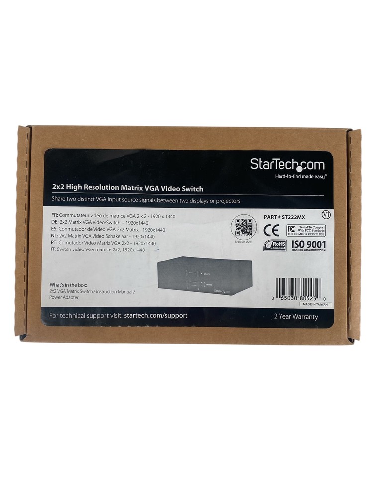 StarTech ST222MX 2x2 High Resolution Matrix VGA Video Switch **New**